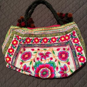 Embroidered beach bag